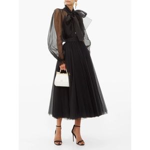Dolce & Gabbana Black A-line Tulle Midi Skirt S
